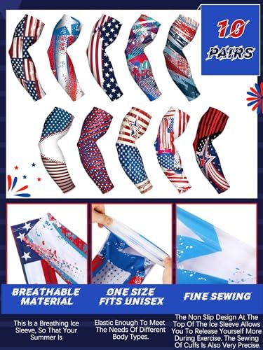 Tisancy 10 Pairs Sun Protection UV Arm Sleeves Cooling Anti Slip Compression Sleeves Sports Polyester Cycling Covers