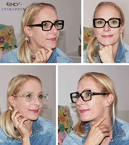 Eyekepper 4-Pack Reading Glasses Blue Light Blocking Stylish Computer Glasses Readers Women +1.75