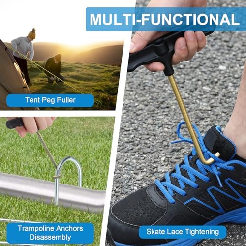Lace Tightener Tool for Skates, Shoe Lace Tightner, Stainless Steel Trampoline Spring Pull Tool, Skate Key Boot Laces Hooks Puller for Ice Skates, Roller Skate, Hockey, Trampoline Springs