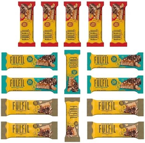 Fulfil Protein Bar Variety Pack (15 Count) – Chocolate Hazelnut, Chocolate Salted Caramel & Chocolate Peanut Butter – High Protein Snack Bars for On-the-Go Energy, Workout Recovery & Healthy Snacking