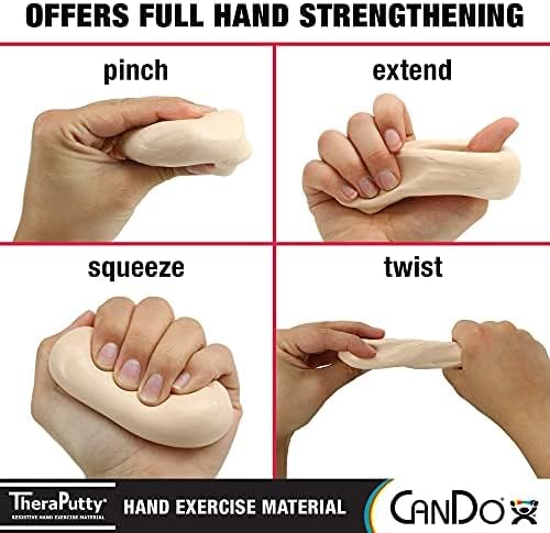 CanDo Theraputty Plus Hand Exercise Putty for Rehabilitation, Exercises, Hand Therapy, Hand Strengthening, Stress Relief - Tan 2 oz XX-Soft