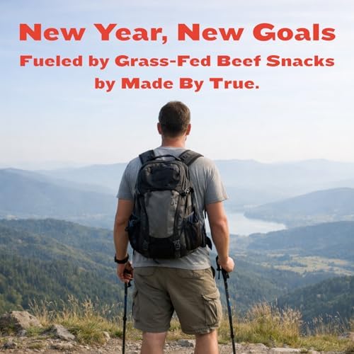 Made by True Garlic & Herb Biltong Slab - Grass-Fed Beef Whole Jerky Slab (8 oz, Pack of 1) - High-Protein Keto Snack, Natural, Antibiotic-Free & Gluten-Free - Uncut Beef Jerky with Bold Garlic Flavor