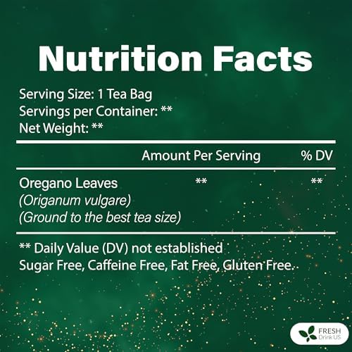 FreshDrinkUS, Oregano Leaf Tea | 75 Tea Bags – Pure Herbal Infusion from Origanum vulgare - Naturally Bold & Aromatic Flavor - Premium Quality, Sustainably Sourced. Vegan