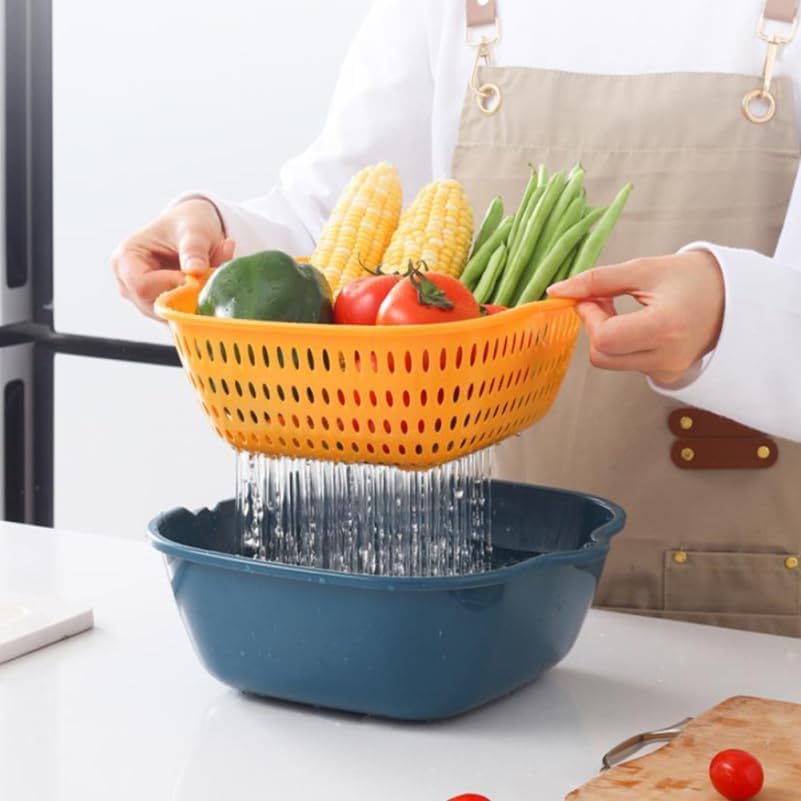 Zerodeko 6pcs Kitchen Strainer Set Plastic Washing Drain Basket Fruit Veggie Bowl Sink Drain Strainer Multi-functional