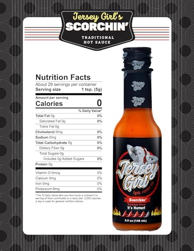 Jersey Girl Hot Sauce Co Scorchin' Hot Sauce - Made with Carolina Reaper & Dragon's Breath Peppers/2 of the Hottest Peppers in the World - All Natural, A Sodium/Salt Free Condiment - 5 Oz Bottle