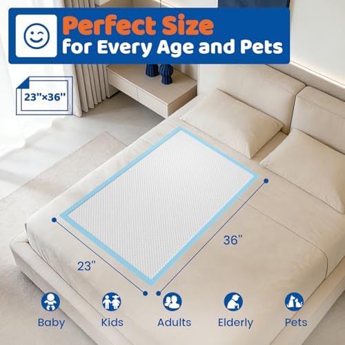 100 Count Disposable Beds Pads 23"x36",Premium Adults Incontinence Chucks Underpads,Super Absorbent Waterproof Pee Pads,Extra Large Puppy Training Pad,Baby Changing Pad