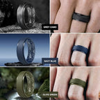 Egnaro Men's Rings 8.5mm Wide-2mm Thick Inner Arc Ergonomic Breathable Rubber Wedding bands-Hypoallergenic for Gym/Outdoor/Gift((1-7 Variety Pack with Half Size)