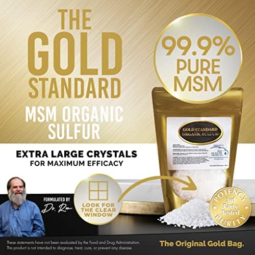 Gold Standard Organic Sulfur Crystals 1lb - 99.9% Pure MSM Crystals - High-Purity MSM Supplement Powder - Large Granular Flakes - 3rd Party Tested for Purity
