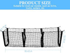 Mandark Car Cargo Net, Highly Elastic 3 Pocket Truck Bed Organizer Mesh with 4 Metal Hook Buckles & Screws, Auto Storage Netting Accessories, Universal for SUV Sedan Pickup (35.43" x 15.75" x 15.75")