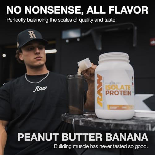 RAW Whey Isolate Protein Powder, Peanut Butter & Banana - 100% Grass-Fed Whey Protein Powder for Muscle Growth & Recovery - Low-Fat, Low Carb, Naturally Flavored & Sweetened - 25 Servings