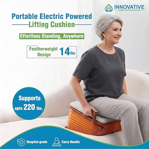 SeatLift Powered Lifting Cushion – Electric Stand-Assist Cushion Portable and Lightweight, Rechargeable Lifts up to 220 lbs