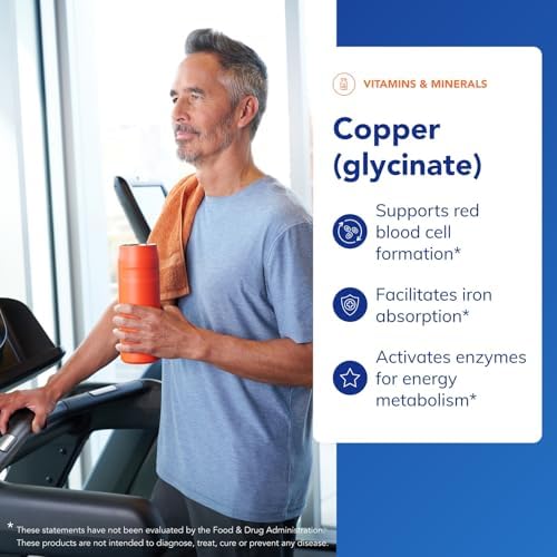 Pure Encapsulations Copper Glycinate 60's - 2 mg Copper Supplement, Supports Red Blood Cell Formation* - Aids Energy Metabolism - Non-GMO & Vegan - 60 Capsules