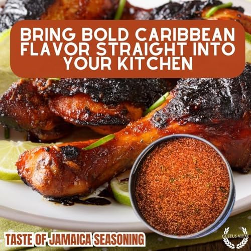 Taste of Jamaica | Authentic Gourmet Jerk Seasoning | Artisanal Spice Blend | Non GMO, All Natural | Handmade in Small Batches in USA | GLP-1 Friendly | Magnetic Tin | 1.5 Ounce | Gustus Vitae | #6