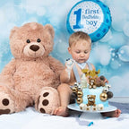 3D Bear Cake Topper, Boys Baby Cake Toppers 48 PCS Cupcake Decorations Birthday Party Balls Mini Bear Boho Mini Gender Reveal(Brown)