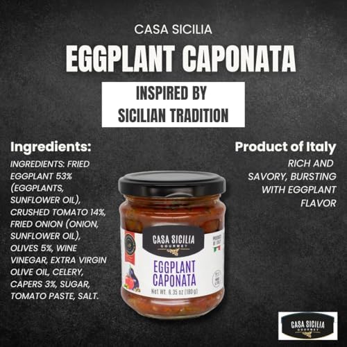 CASA SICILIA Eggplant Caponata, 180 gr, Product of Sicily, Italy (Pack of 1)