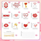 48 Pcs Happy Valentine's Day Cupcake Toppers Glitter Valentines Cupcake Toppers Heart Valentines Birthday Party Decorations Picks for Wedding Anniversary Baby Shower Party Supplies