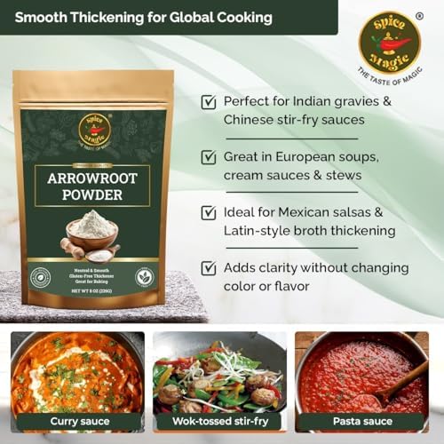 Spice Magic Arrowroot Powder 8 oz (226 g) | Premium Gluten-Free Thickener | Ideal for Sauces, Gravies, Baking & Soups | Cornstarch Substitute