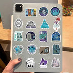 50pcs Haunted Mansion Stickers for Boys Teens Adults Waterproof Vinyl Stickers Bulk for Skateboard Luggage Laptops Bumper Theme Party Supplies (Purple)