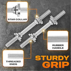 Yes4All Threaded Dumbbell Handles, Build Your Own Secure 14/16/18/24 Inch Dumbbell Bar Pair, Fit 1”–1.15” Plates Adjustable for Strength Progress, Non-Slip Star-Lock Collars, Tight Grip