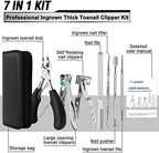 Toenail Clippers for Seniors Thick Toenails, Aucurwen Heavy Duty Toe Nail Clippers Adult Thick Nails Long Handle, Large Toenail Clippers for Thick Nails 7Pcs