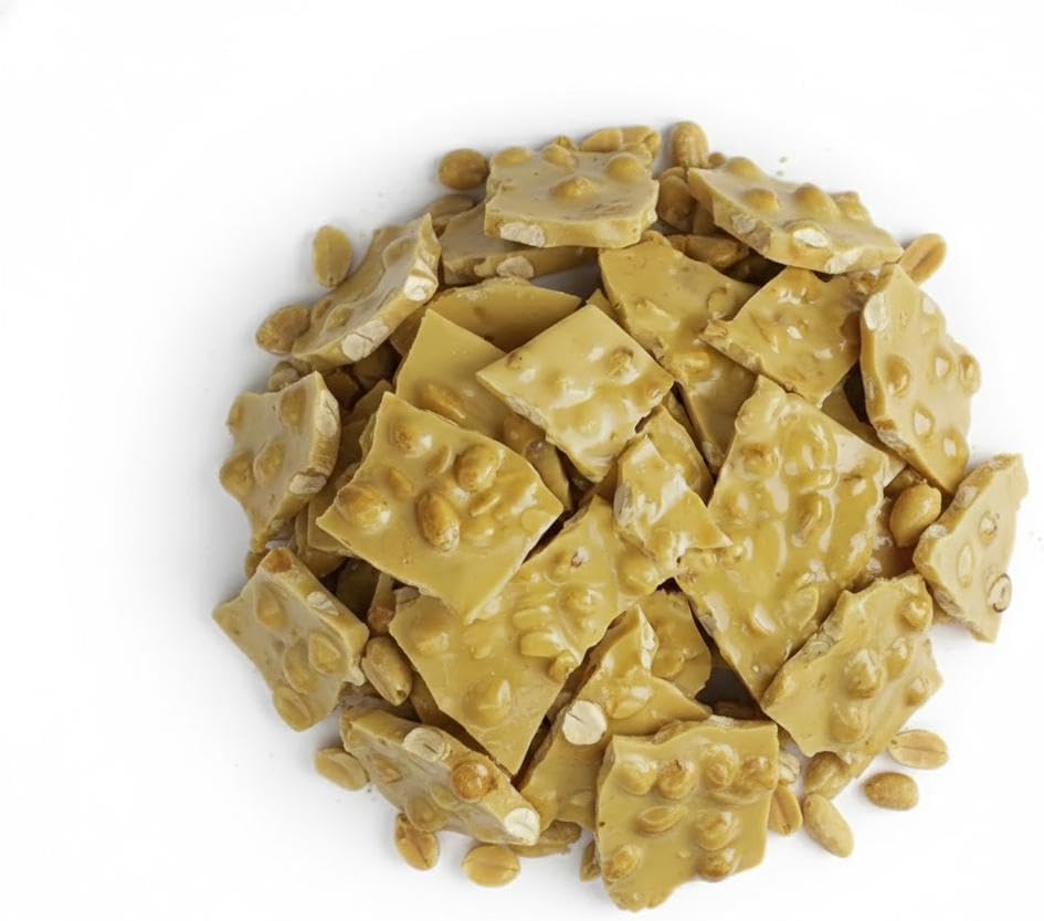 SweetGlob Old Fashioned Peanut Brittle Homemade Style Traditional Crunchy Peanut Candy, Buttery Sweet Classic Brittle, Bulk Candy Bag (1 Pound)