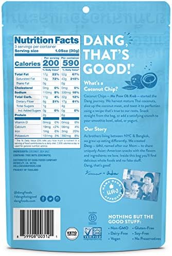 DANG Keto Toasted Coconut Chips | Lightly Salted Unsweetened | 1 Pack | Keto Certified, Vegan, Gluten Free, Paleo Friendly, Non Gmo, Healthy Snacks Made With Whole Foods | 3.17 Oz Resealable Bags