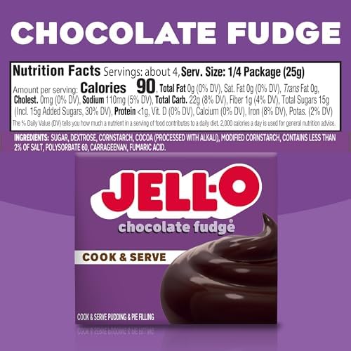 Jell-O Chocolate Fudge Cook & Serve Pudding & Pie Filling 3.4-Oz (Pack of 4)