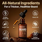 Beard Growth Oil for Men 30ml - Organic 100% Natural Jojoba & Argan Oil with Vitamin E for Mustache Growth Oil, Infused with Sandalwood Scent, Promotes Thicker Fuller Beard & Reduces Itch