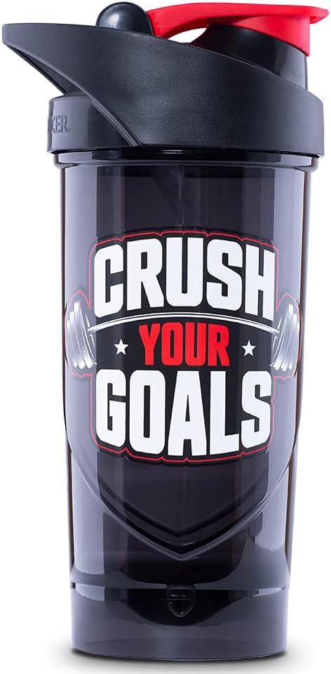Hero Pro Classic Shaker Crush Your Goals, BPA-Free, Gym Accessories, Protein Shaker, Fitness Drinking Bottle, Black, 700 ml