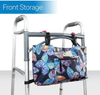 RMS Walker Bag with Soft Cooler - Water Resistant Tote with Temperature Controlled Thermal Compartment, Universal Fit for Walkers, Scooters or Rollator Walkers (Vivid Butterfly)