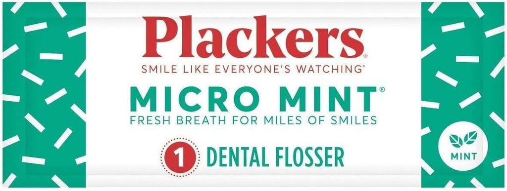 Plackers Micro Mint Dental Floss Picks, Made with Super TufFloss®, Protected Fold Away Pick, Easy to Use, Cool Mint, Green, Individually Wrapped, 500 Count
