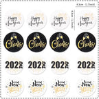 Ercadio 48 PCS Edible Happy New Year Cupcake Toppers Hello 2026 Cupcake Toppers Cheers to 2026 Gold Black Glitter Cupcake Topper Firework Cake Picks for New Year Eve Party Decor Supplies