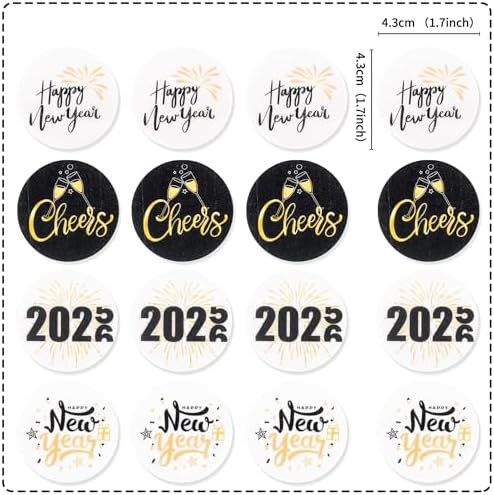 Ercadio 48 PCS Edible Happy New Year Cupcake Toppers Hello 2026 Cupcake Toppers Cheers to 2026 Gold Black Glitter Cupcake Topper Firework Cake Picks for New Year Eve Party Decor Supplies
