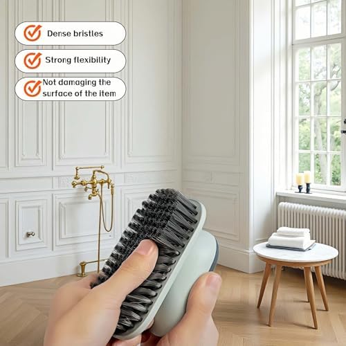 2-Pack Ergonomic Shoe & Laundry Scrub Brush Set - Stiff Bristle Cleaning Brush for Shoes, Stains, Bathroom, Kitchen, Tile Grout - Non-Slip Grip with Hole for Hanging & Drying