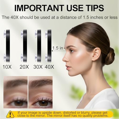 LED Lighted Tweezers & 40X Magnifying Mirror with Suction Cup Set, 2 in 1 Hands-Free Makeup Mirror with Light and Precision Light Up Tweezers