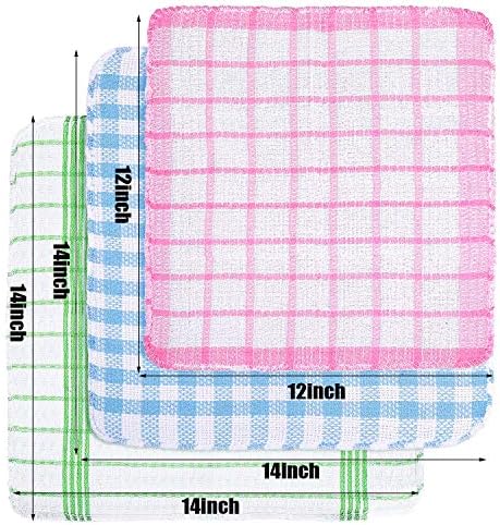 Patelai 12 Pcs Kitchen Dish Cloths for Washing Dishes Absorbent Dish Rags Cleaning Reusable Towels for Scrubbing Wipe Glass Xmas Home Household Supplies(Bright Color,13.8'' X 13.8'', 11.8 x 11.8'')