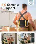 Medical-Grade Work Back Brace with Adjustable Shoulder Straps [Stronger Support & Breathable Mesh] Lower Back Support Belt for Men Women - Pain Relief for Lifting, Warehouse, Construction & Moving