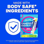 Tampax Starter Kit Multipack, with LeakGuard Braid, Regular/Super Absorbency, Easy First Tampon Trial, Unscented, 12 Count