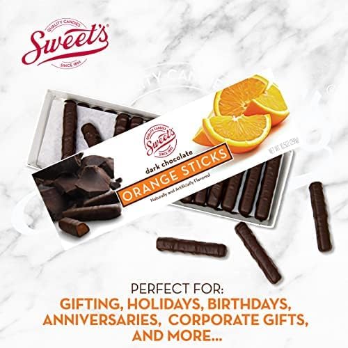 Sweet Candy Company Dark Chocolate Orange Sticks - Gourmet Chocolate Covered Sticks, Chocolate Fruit Flavored Sticks, Gift Idea for Holidays, Gluten Free, Kosher - 10.5 oz Box