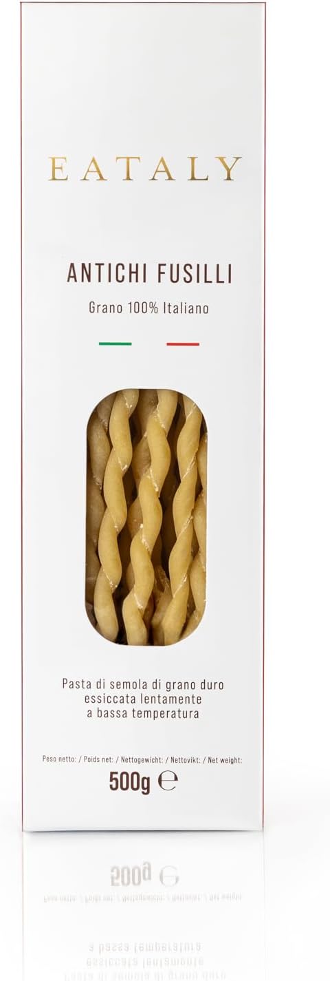 Eataly Italian Antichi Fusilli Pasta Noodles - 500g (17 oz.) Box -Authentic Durum Semolina Wheat - Made in Italy- Dried Pasta for Gourmet Dining, 1 Pack
