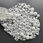 Edible Sprinkles White Pearl Sugar Candy Mix Size Baking Cake Decorations Cupcake Toppers Cookie Decorating Wedding Shower Party Valentine Halloween Christmas Supplies 100g/3.53oz