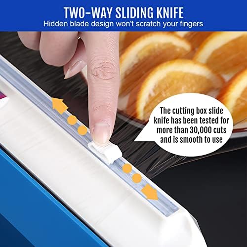 Plastic Wrap Dispenser with Cutter, Reusable Cling Film Dispenser, Cling Wrap Dispenser with Slide Cutter, Also for Aluminum Foil, Tin Foil, Baking Paper (XL)