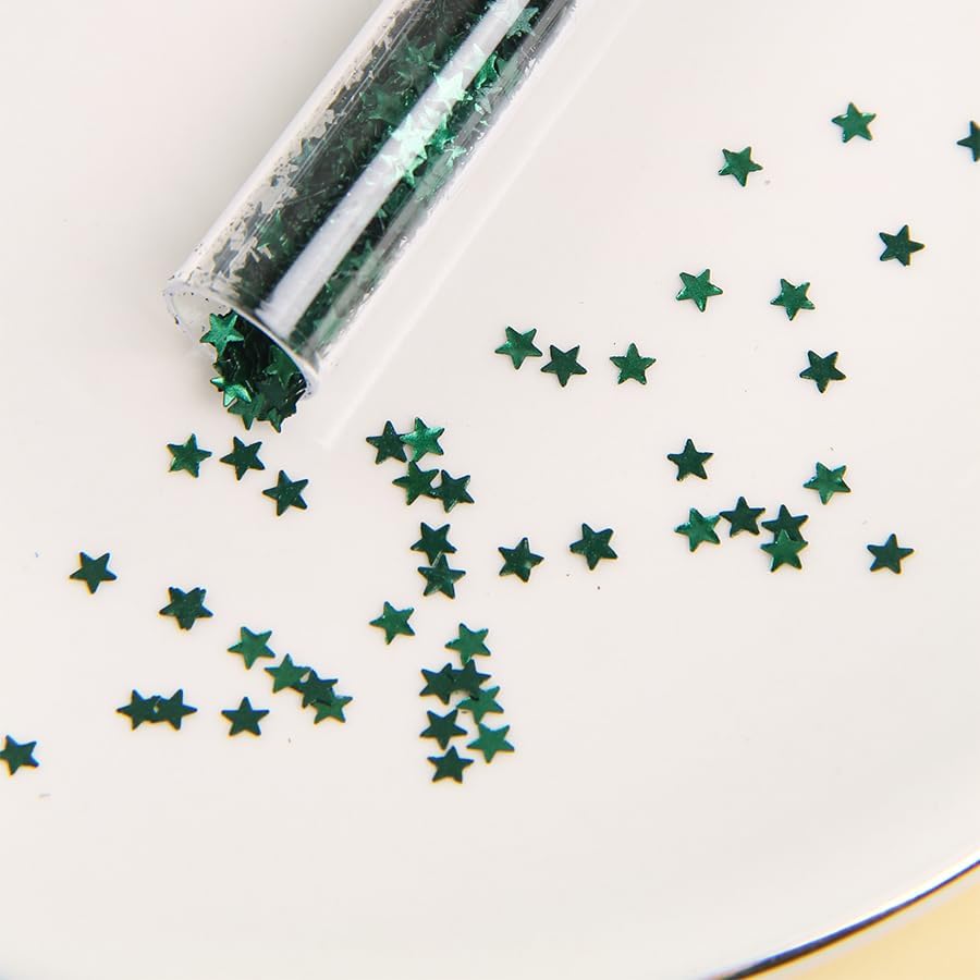 Edible Gold Glitter Star Sprinkles – 1g Shimmering Sugar Stars for Cake & Cupcake Decorating, Cookies, Cocktails & Holiday Desserts,Edible Cake Toppers for Baking & Party Treats (Glitter Green Star)
