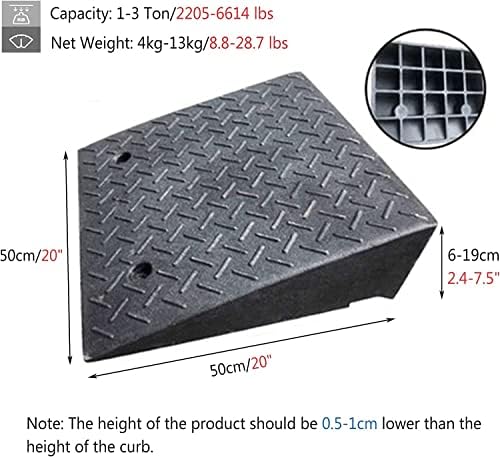 Bu Qi - US Loading Ramps, Threshold Ramp, Rubber Threshold Ramp, 6-19'' Rise Rubber Wheelchair Scooter Handicap Ramp Doorway, Curb Driveway Ramp for Garage Barn Door Curbs Stairs (Size : 50x50x6cm)