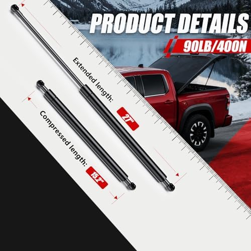 Vepagoo 27 inch 90Lb/400N Per Gas Struts Shock Lift Support for Truck Bed Cover Undercover Topper Pickup Tonneau Cover and Other Heavy Duty Application,ST270P90,C1615134,2pcs (1 Pair)