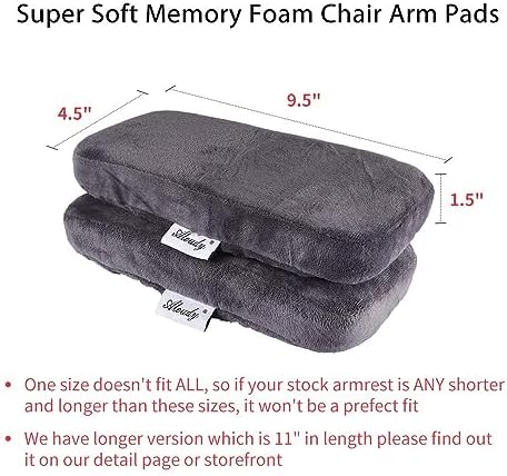 Aloudy Ergonomic Memory Foam Office Chair Armrest Pads, Comfy Gaming Chair Arm Rest Covers for Elbows and Forearms Pressure Relief(Set of 2) (Gray)