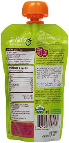 Ella's Kitchen Organic 4+ Months Baby Food, Pears, Mangoes and Papayas Fruit Puree, 3.5 oz. Pouch