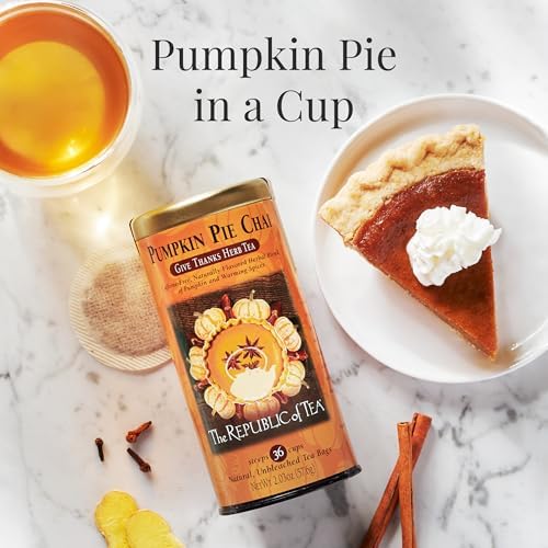 The Republic of Tea – Pumpkin Pie Chai Herbal Tea Tin, 36 Naturally Caffeine-Free Tea Bags