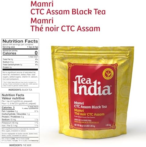 Tea India CTC Assam Loose Leaf Black Tea Strong, Full-Bodied Flavorful Blend Of Premium Black Tea Made with Natural Ingredients Traditional Indian Tea Caffeinated Iced Tea Breakfast Tea 3LB