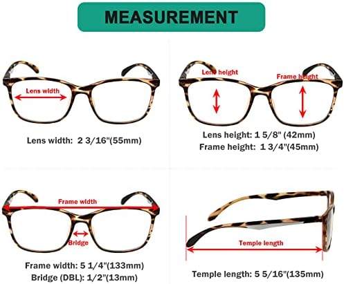 Eyekepper Reading Glasses for Women Large Frame 5 Pack Ladies Readers Men